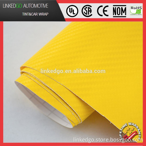 Most Popular car vinyl sticker 4D Yellow 1.52*30M carbon fiber vinyl sticker